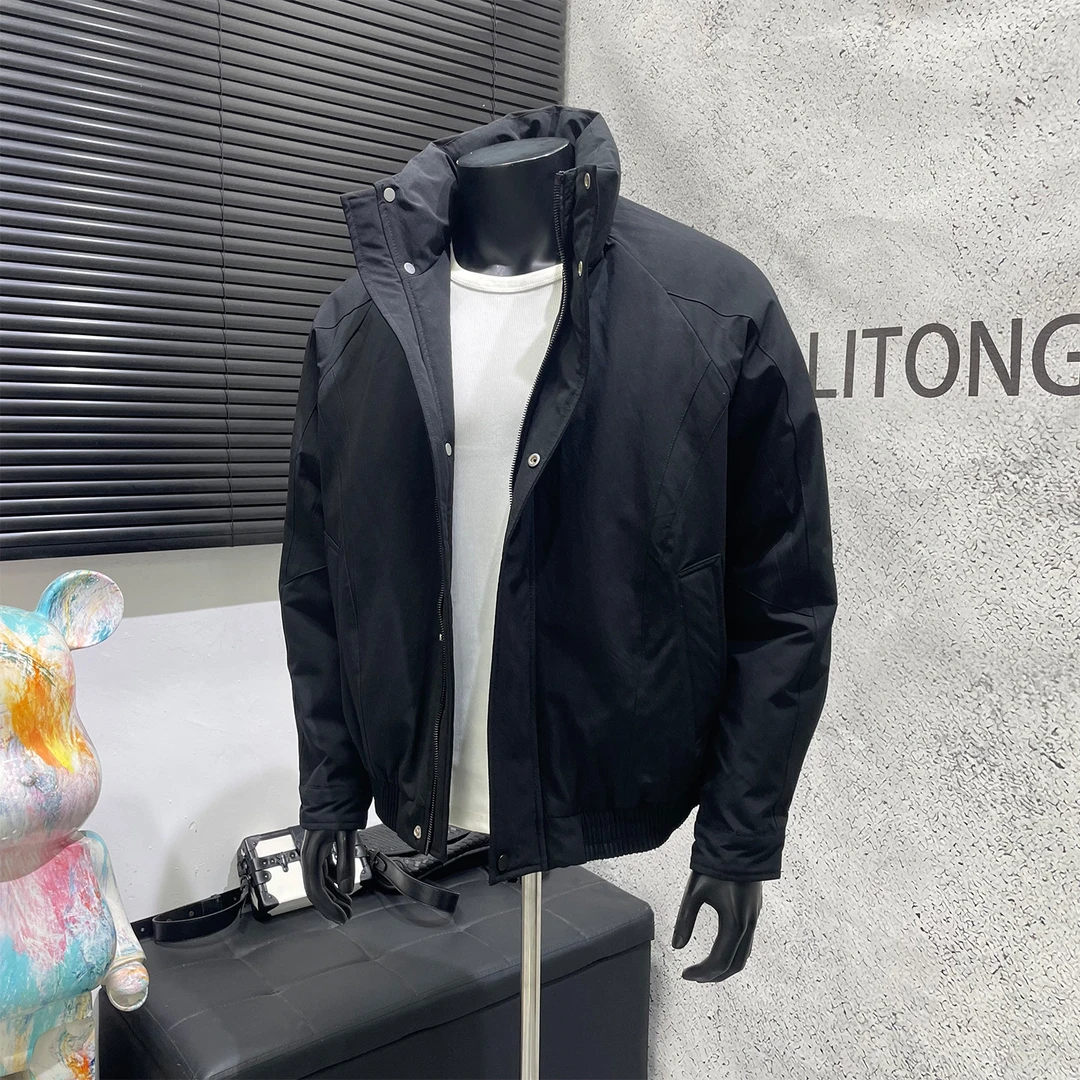 K先生男装店 美式立领男士羽绒夹克冬季潮流百搭纯色休闲羽绒服