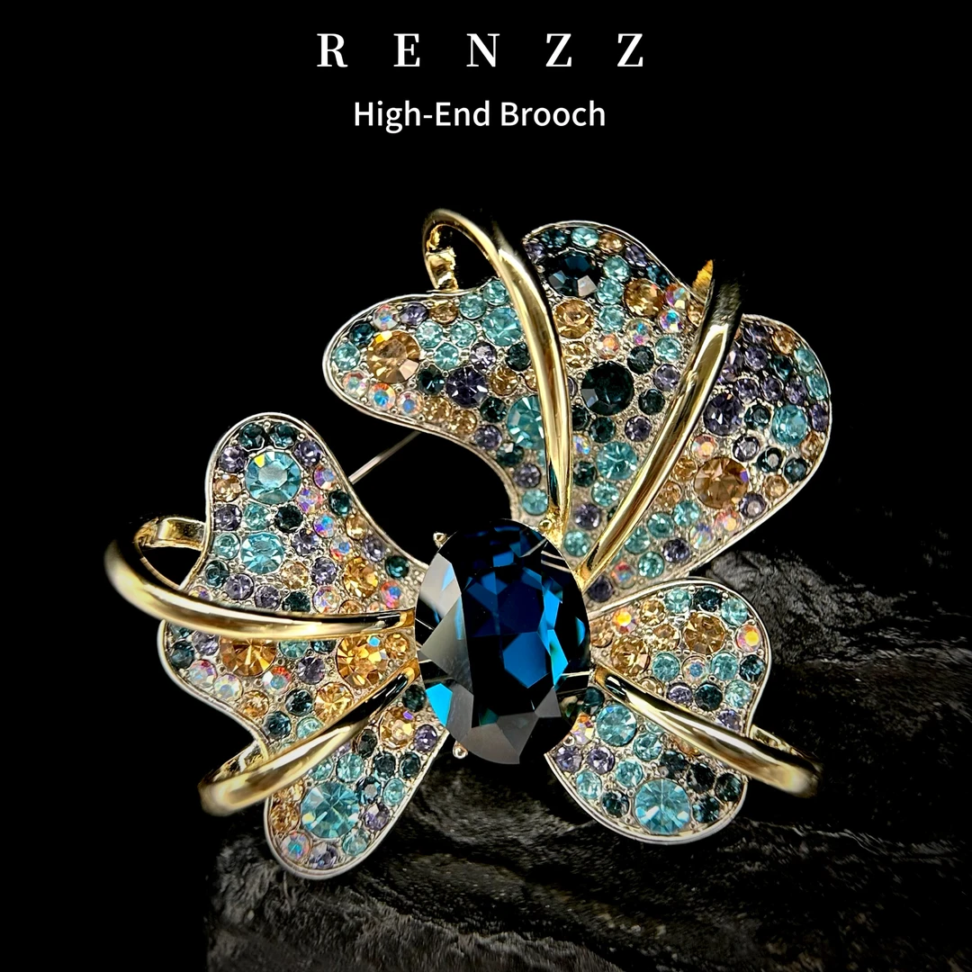 1662蓝色蝴蝶水母花大衣设计款送礼胸针