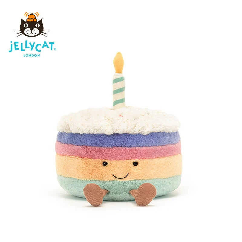 英国Jellycat趣味彩虹生日蛋糕毛绒玩具安抚陪伴玩偶生日礼物