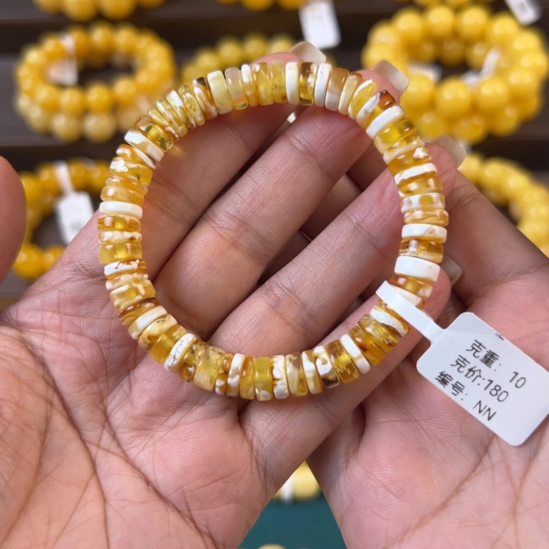 琥珀未镶嵌手串10g焦皮同料药片8.5mmNN