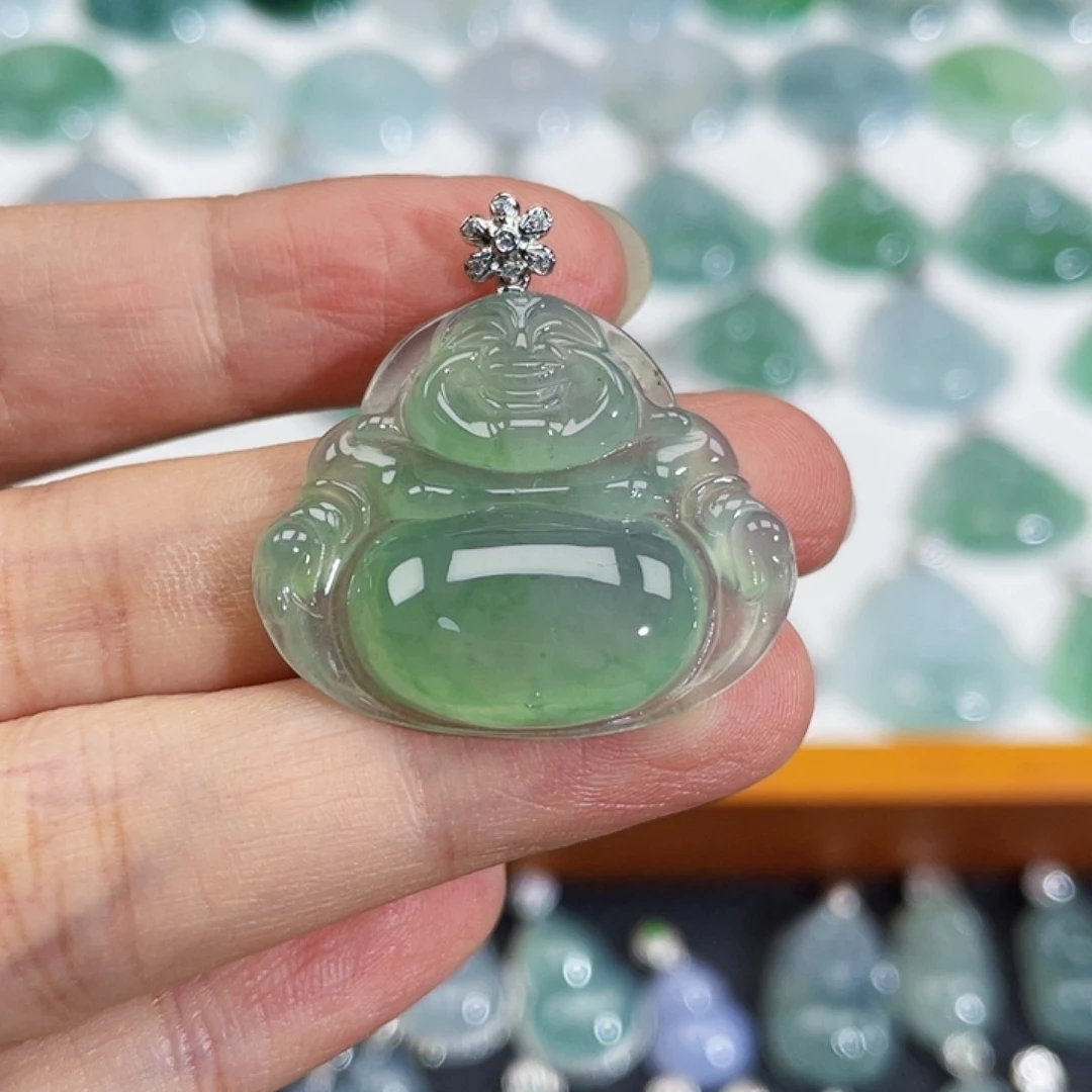 翡翠18K金镶嵌颈饰浮***L吊坠