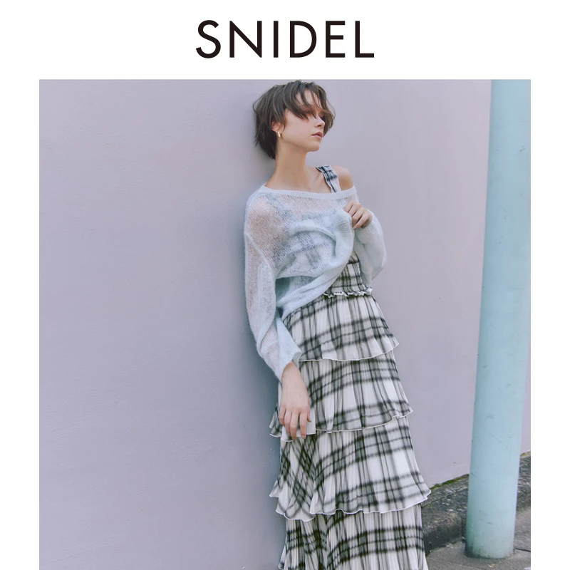 SNIDEL2025早秋新款日系甜美毛衣透视宽松套头衫SWNT254090
