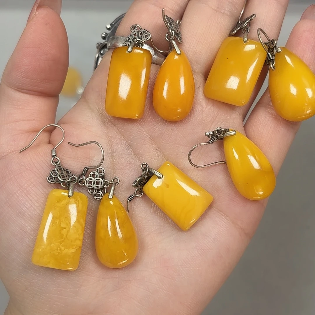 琥珀未镶嵌颈饰耳环多样性发一