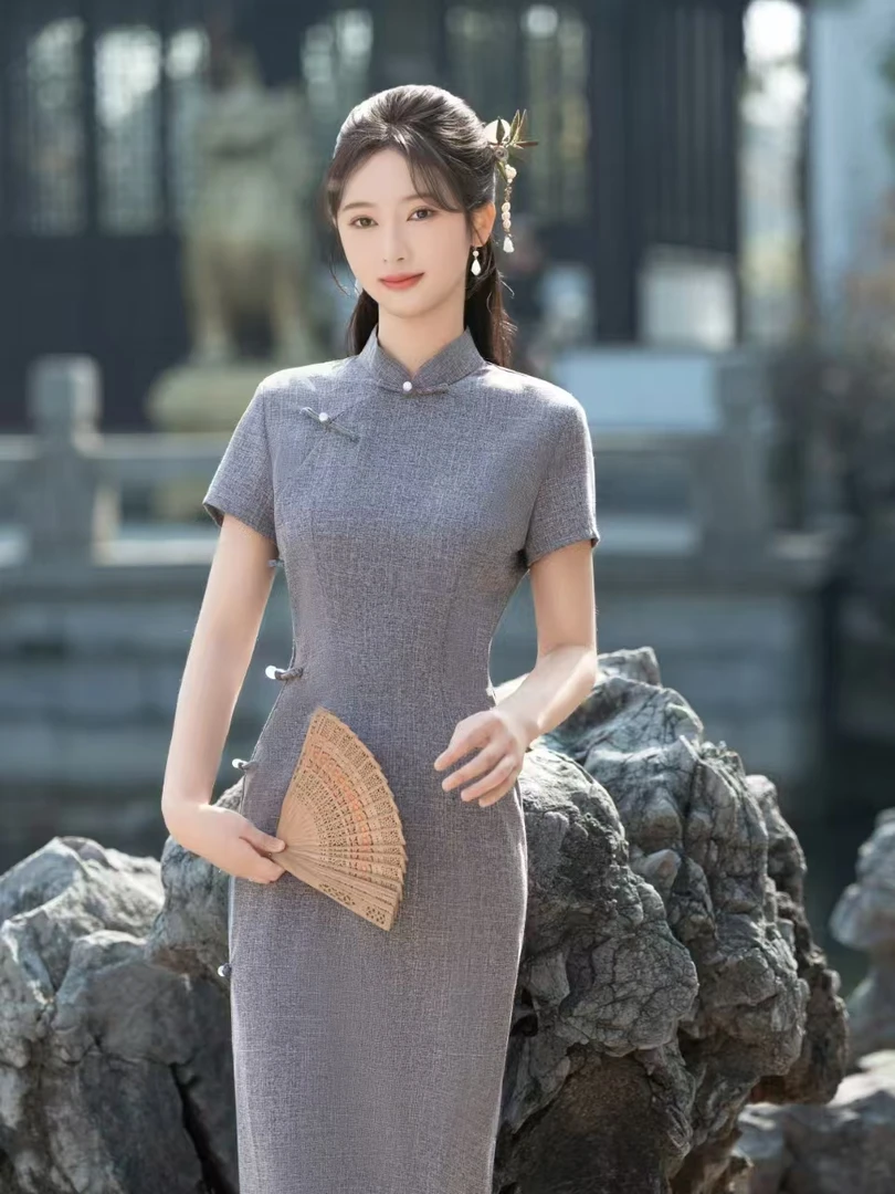 【苏佳人】2025中国风网红春夏高档显瘦气质修身复古旗袍A8