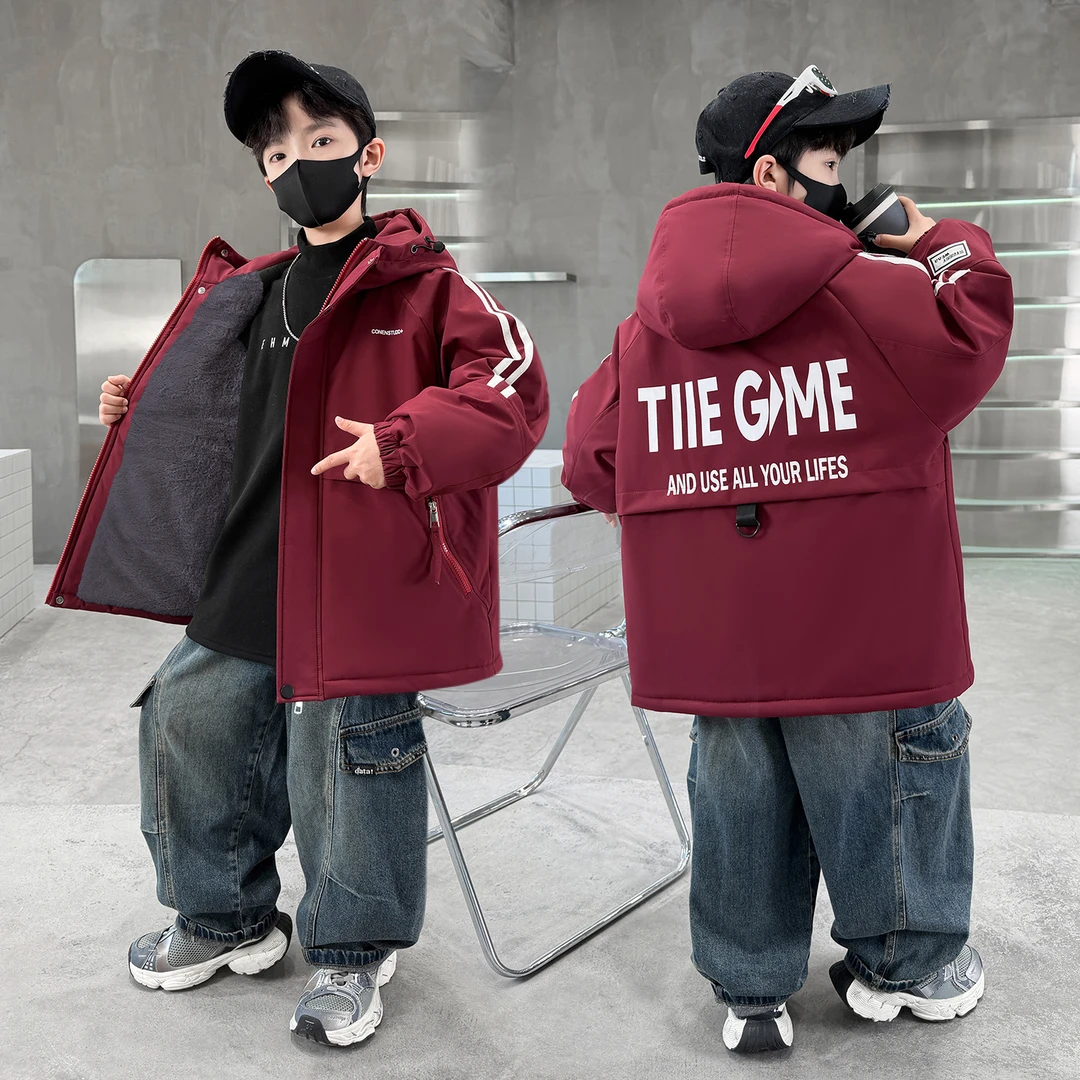 男童冬装派克服加绒加厚2025洋气新款儿童棉服中大童韩版外套潮衣