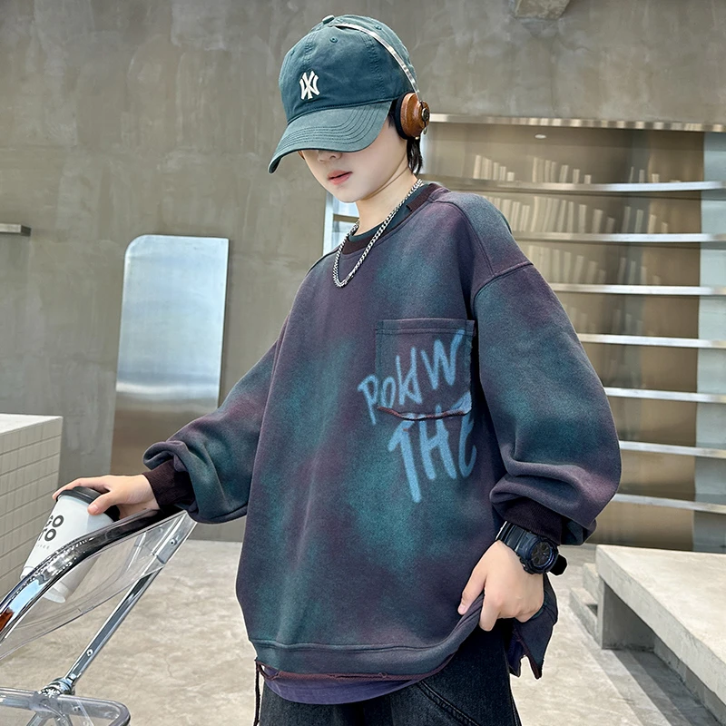 儿童加绒卫衣秋冬装2025新款男童一体绒加厚宽松休闲春秋冬季保暖