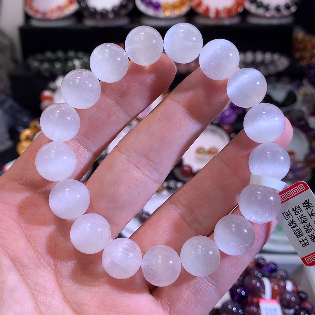 水晶未镶嵌手链猫眼白兔毛12+