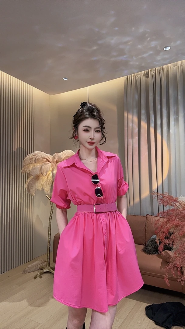 【美美专享】15188韩系穿搭高级感翻领气质连衣裙衬衫裙女