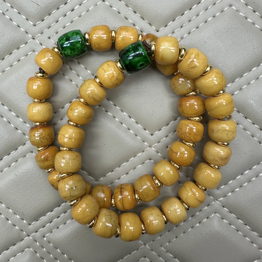 冰花血纹牦牛骨手串1.0老型2号