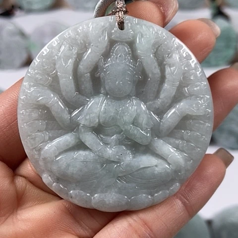 翡翠颈饰未镶嵌千手观音福利洒乌鸡料