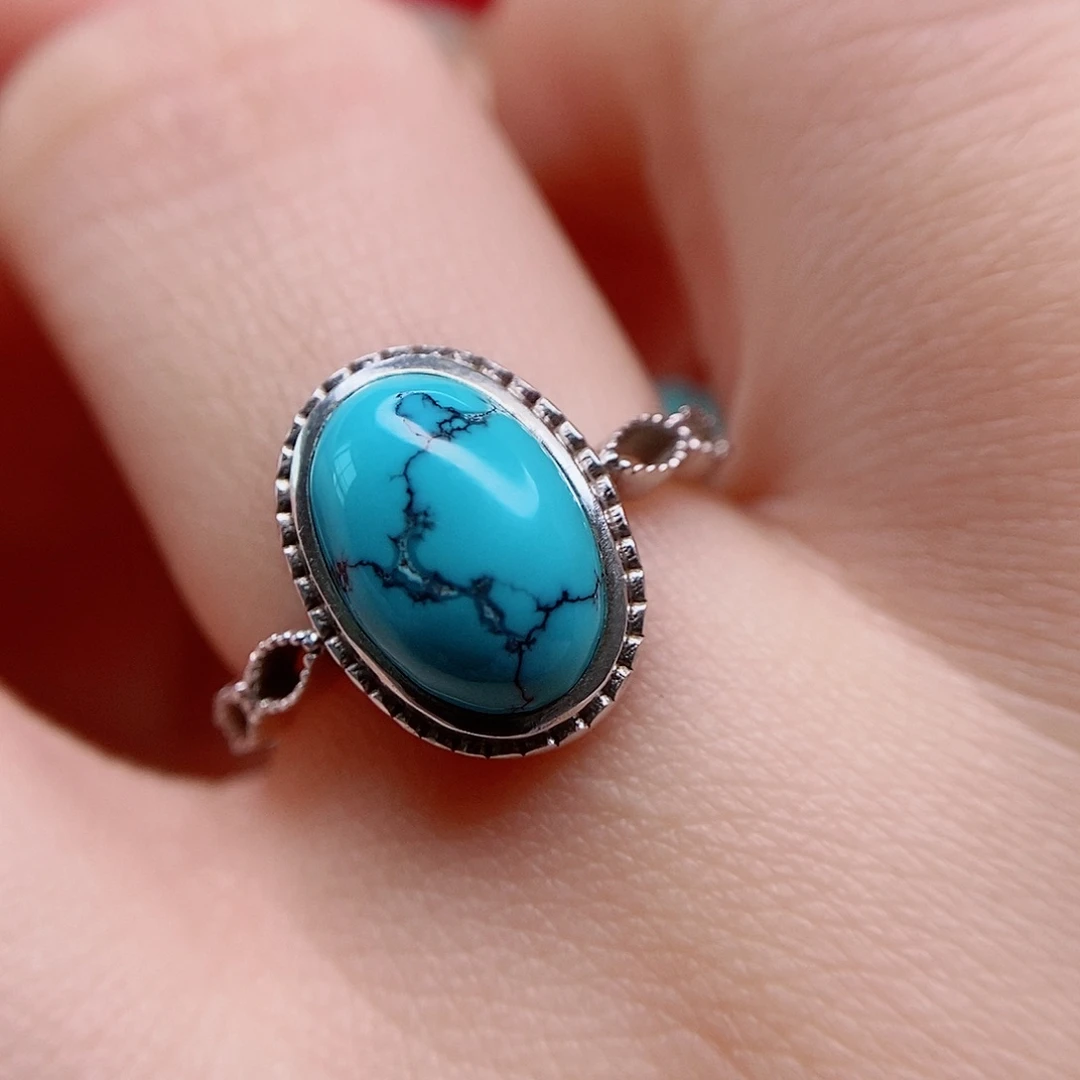 绿松石戒指银S925镶嵌