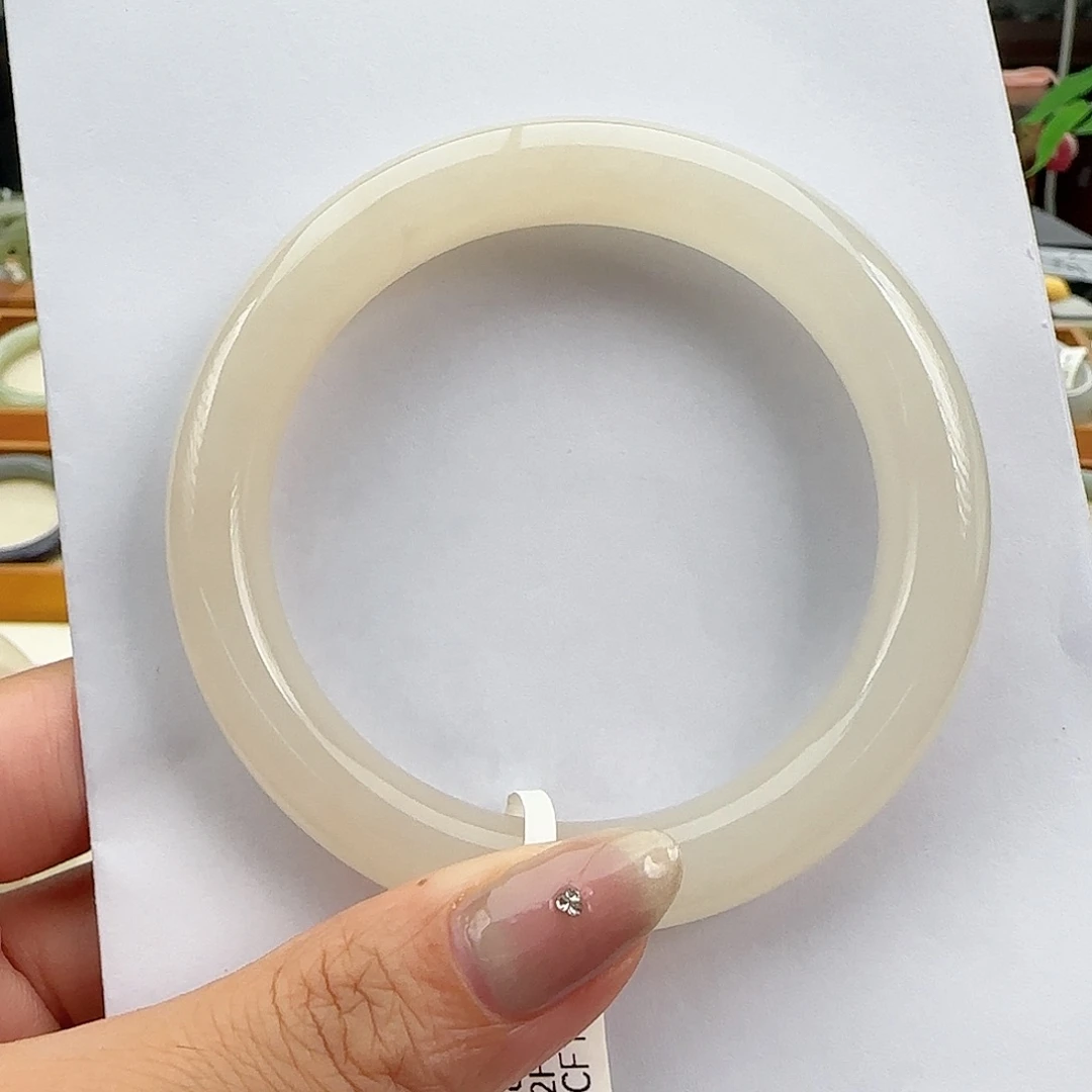 和田玉手镯未镶嵌冰粉59-60