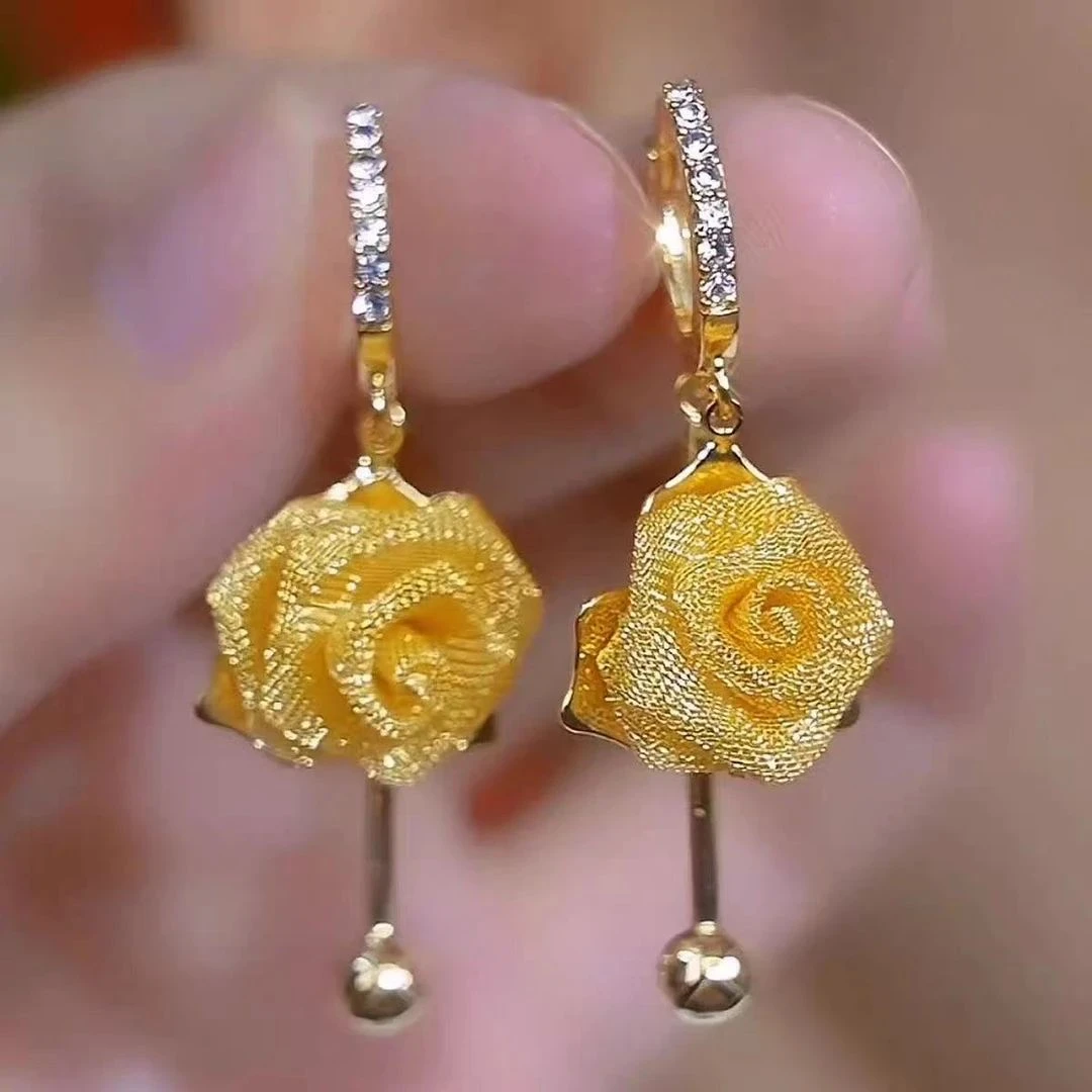 铜合金耳饰 小众复古/宫廷时尚法式灵动甜美复古镶嵌耳环女耳扣