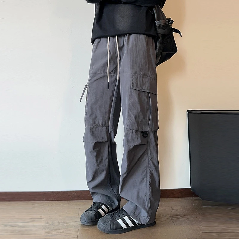 【全额运补】机能冲锋裤多口袋直筒百搭宽松户外抽绳束脚工装裤