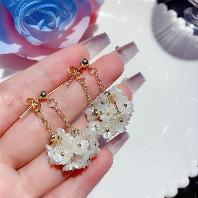 合金锆石耳饰 【925银针】2025新年款 法式复古花朵流苏两戴耳环