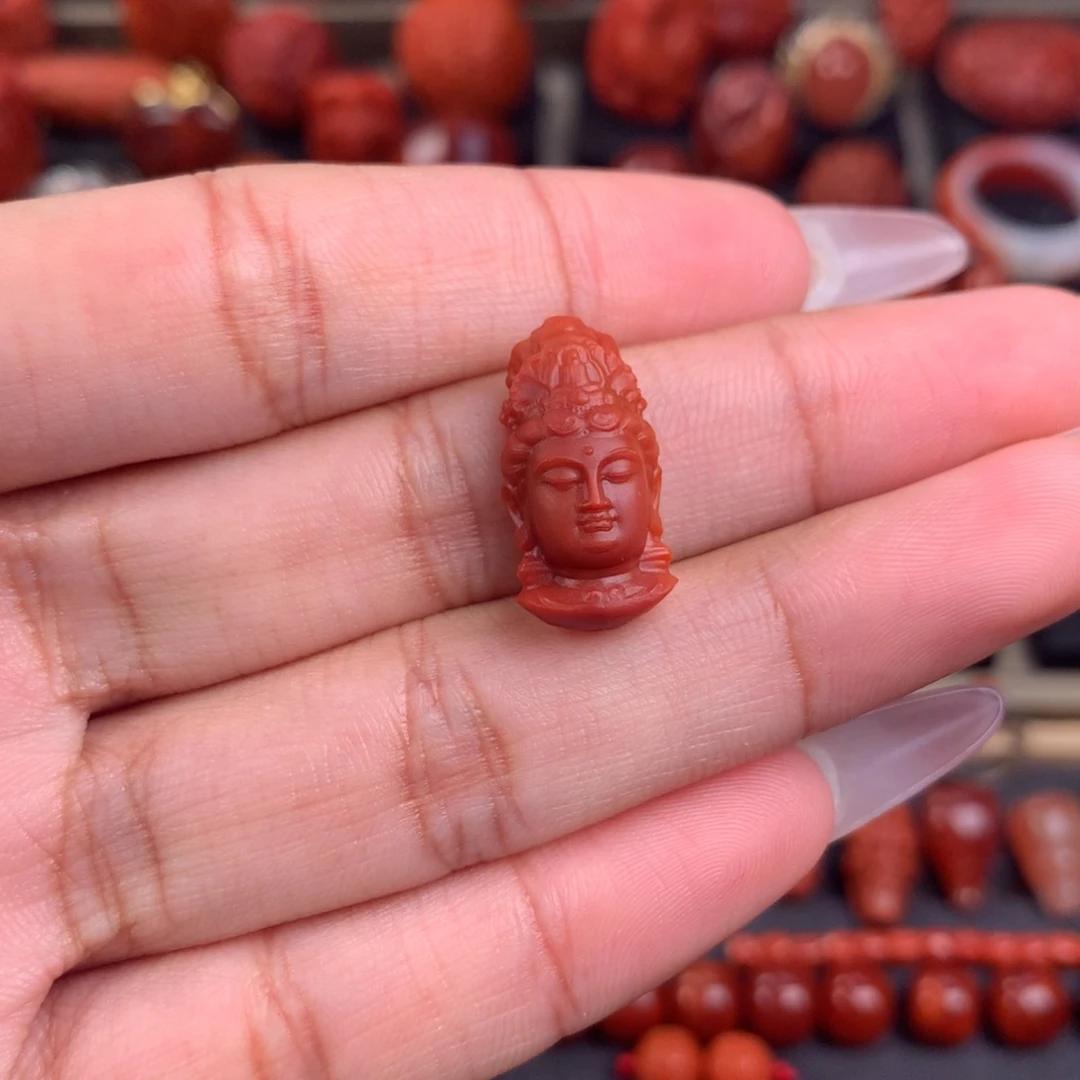 南红玛瑙精工雕刻观音头10+未镶嵌