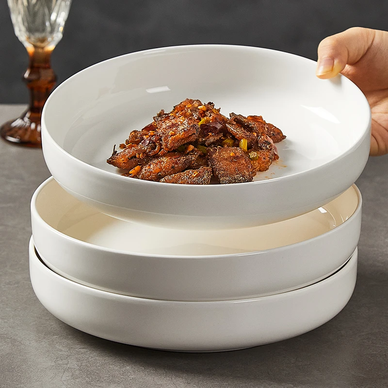 4个装8寸直口纯白盘子饭盘