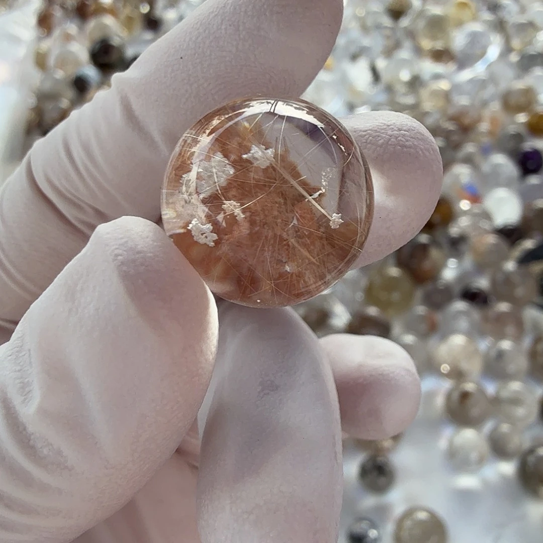 ****宝水晶珠宝半成品未镶嵌 穿发16mm定制不退换