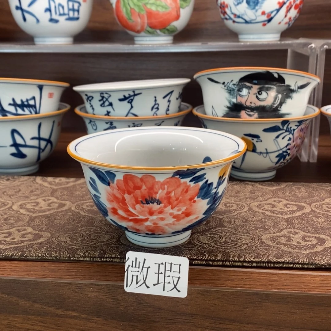 釉下手绘茶具微瑕手工绘制