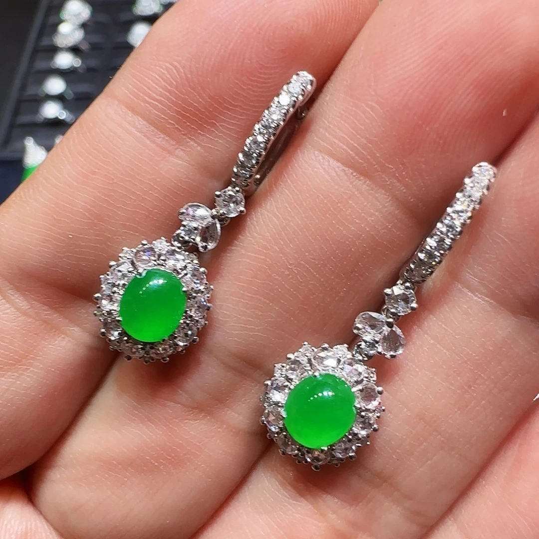 翡翠18K金镶嵌耳饰