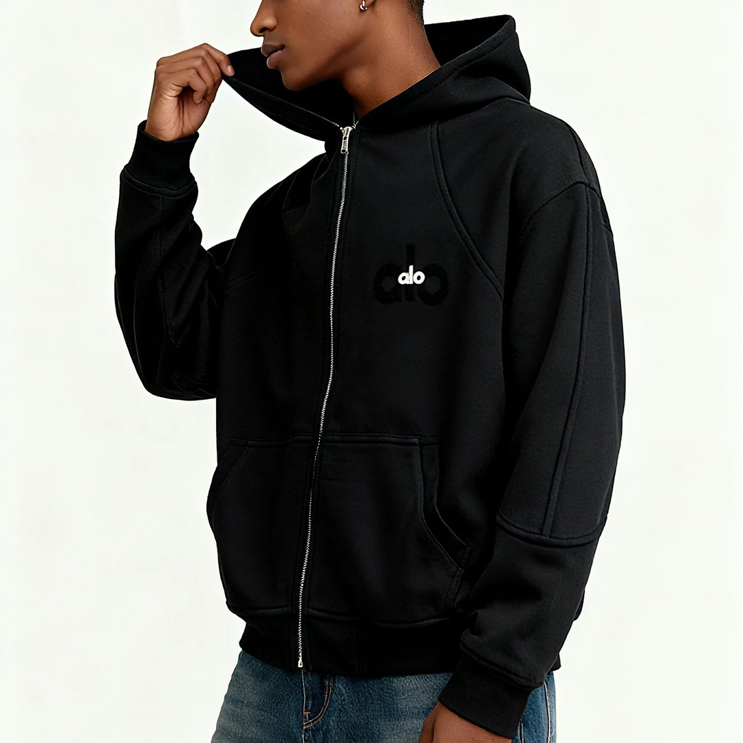 【033编号】2025新款重工刺绣字母连帽卫衣外套