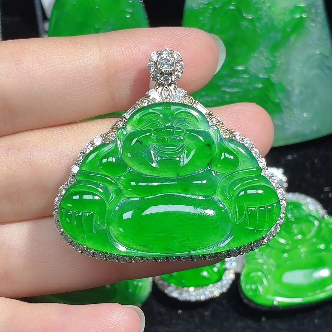 翡翠银S925镶嵌颈饰天然A货翡翠