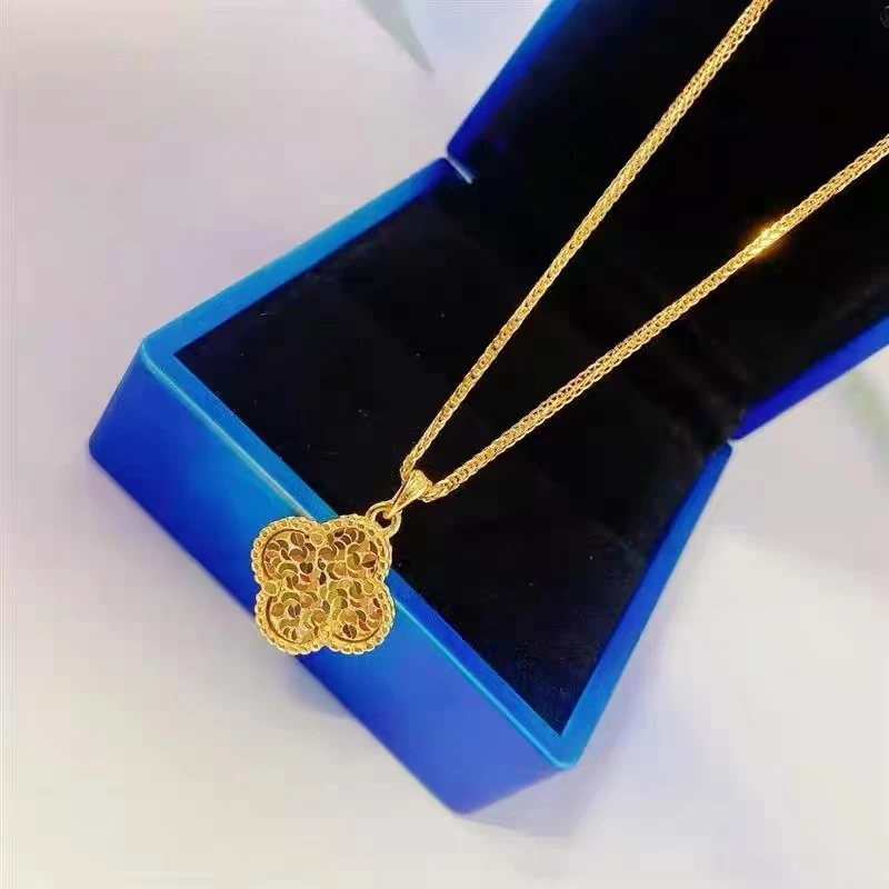 吊坠足银 990轻奢时尚碎碎冰车花四叶草吊坠（不含链）