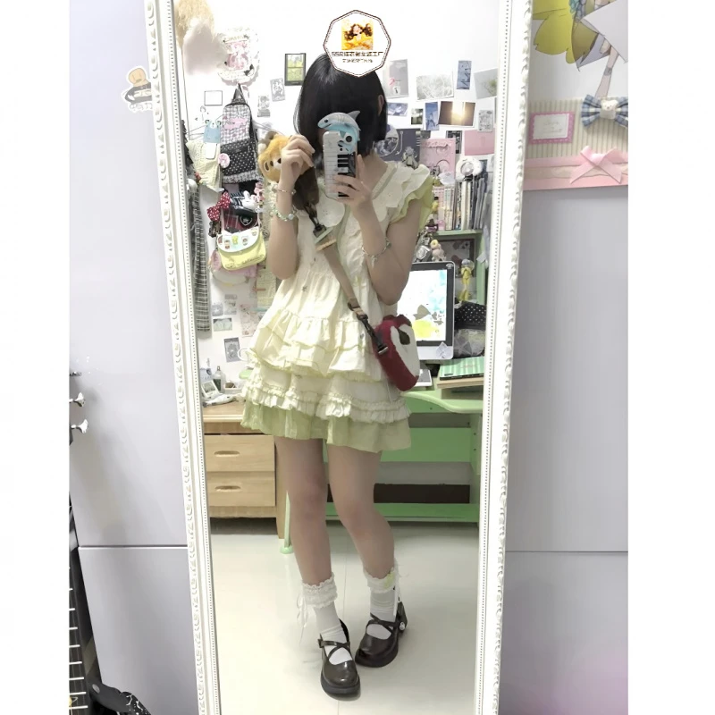 甜美夏日新款可爱无袖上衣小个子女校园出游度假青春连衣裙子套装