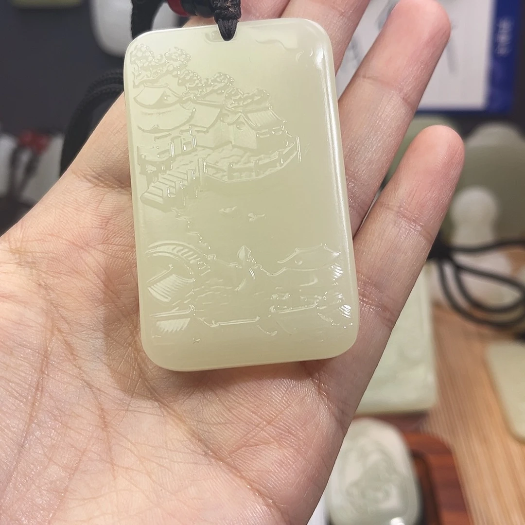 双面雕刻山水牌一物一拍46尺寸