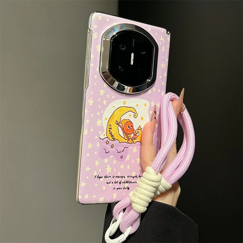适用华为MateX7手机壳韩系紫色月亮星星公仔mateX6典藏版折叠屏X5