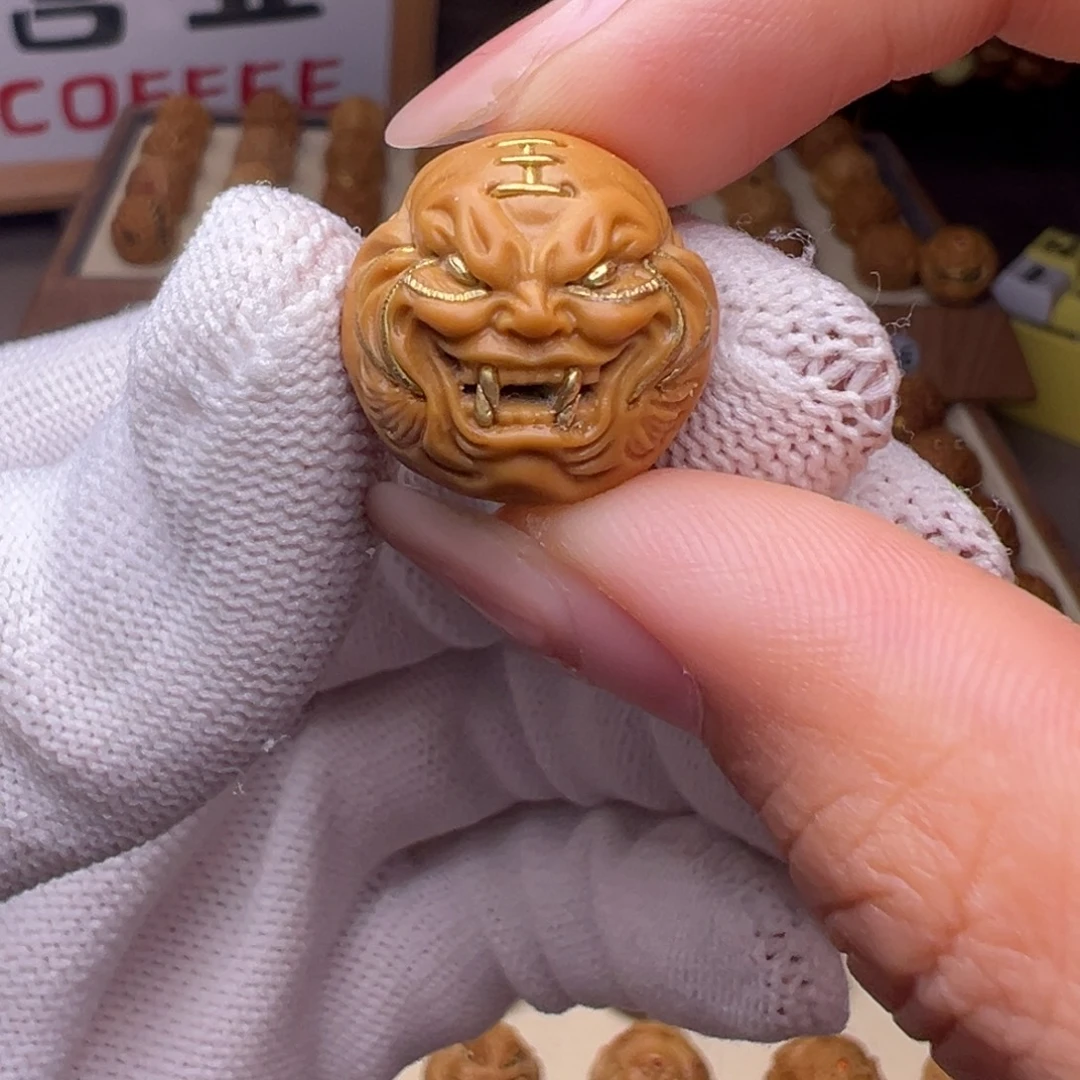 把件猴头核桃镶嵌款虎王全品有正常封口线