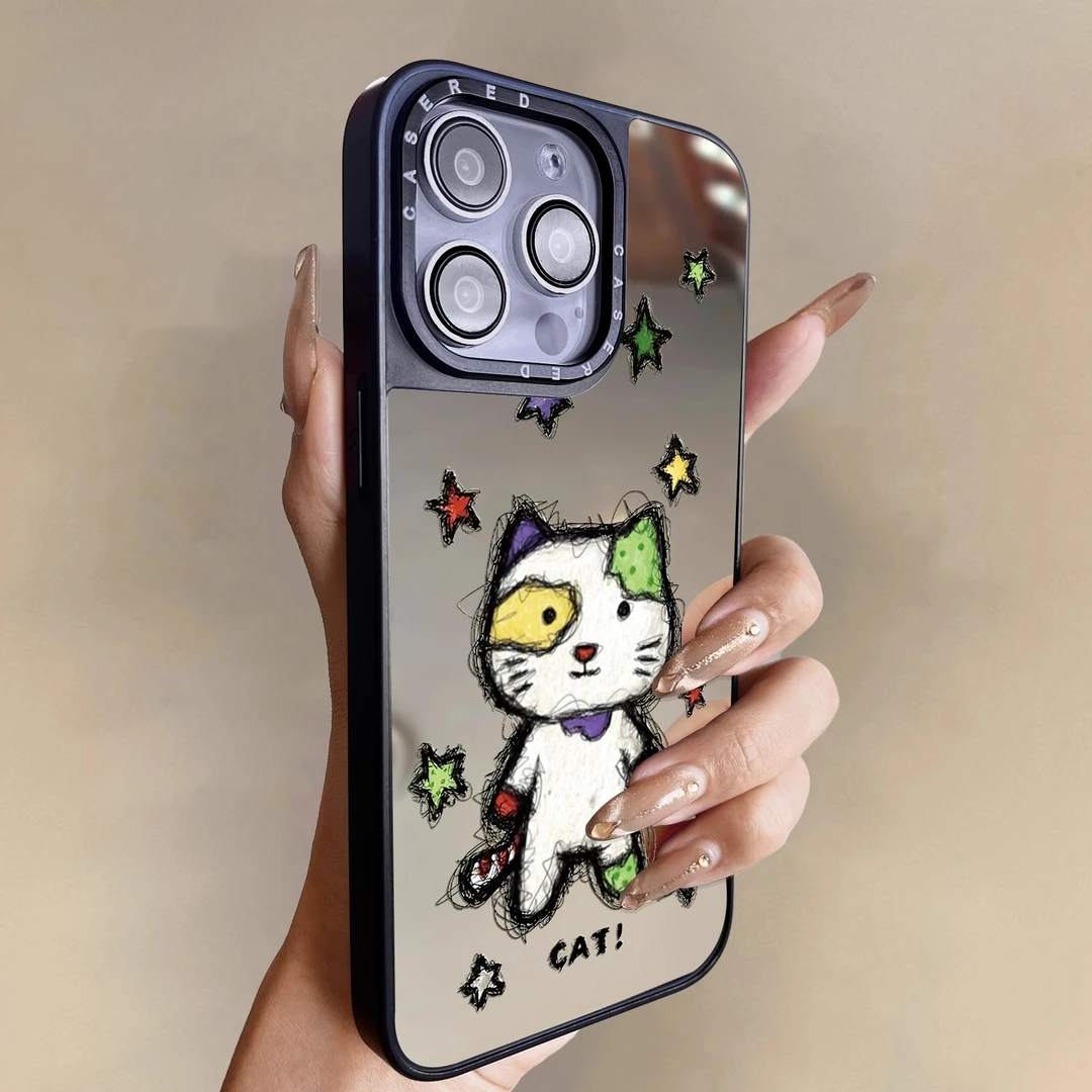 星星猫咪适用于华为pura80手机壳p70新款p60镜面外壳p50防摔创意