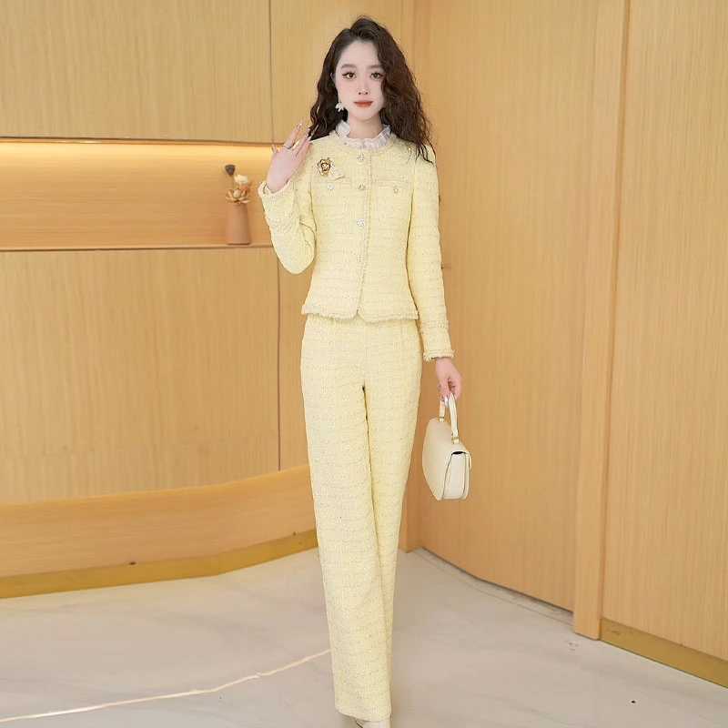 【三件套】早春时尚宽松洋气休闲收腰气质减龄长袖高腰修身女装套裤