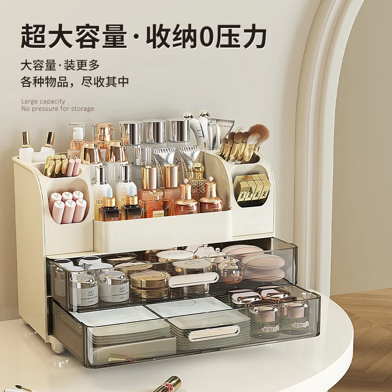 化妆品收纳盒化妆刷口红置物架防尘护肤品面膜收纳箱梳妆台化妆盒