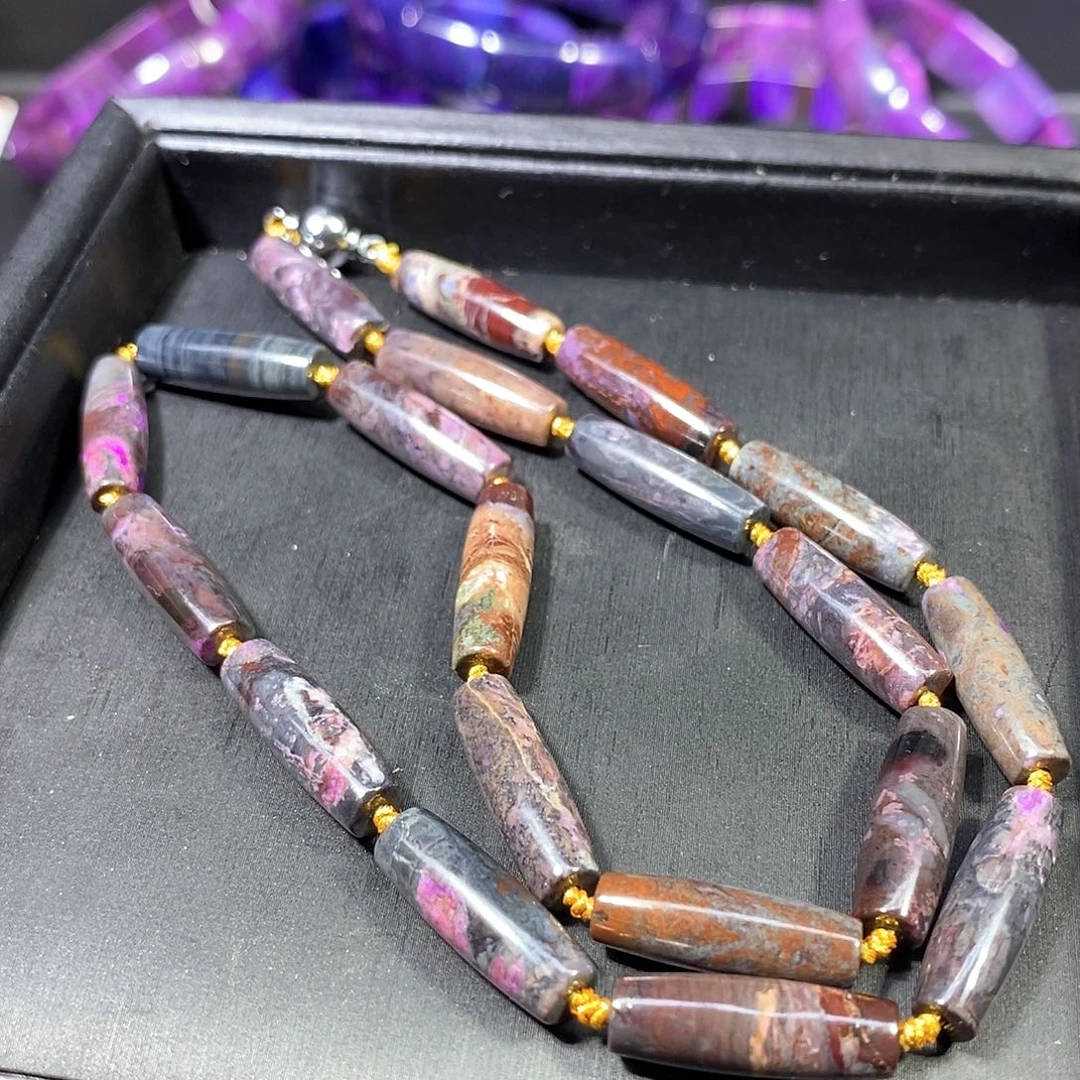 苏纪石（舒俱来）未镶嵌南非舒俱来泥地樱花天珠项链