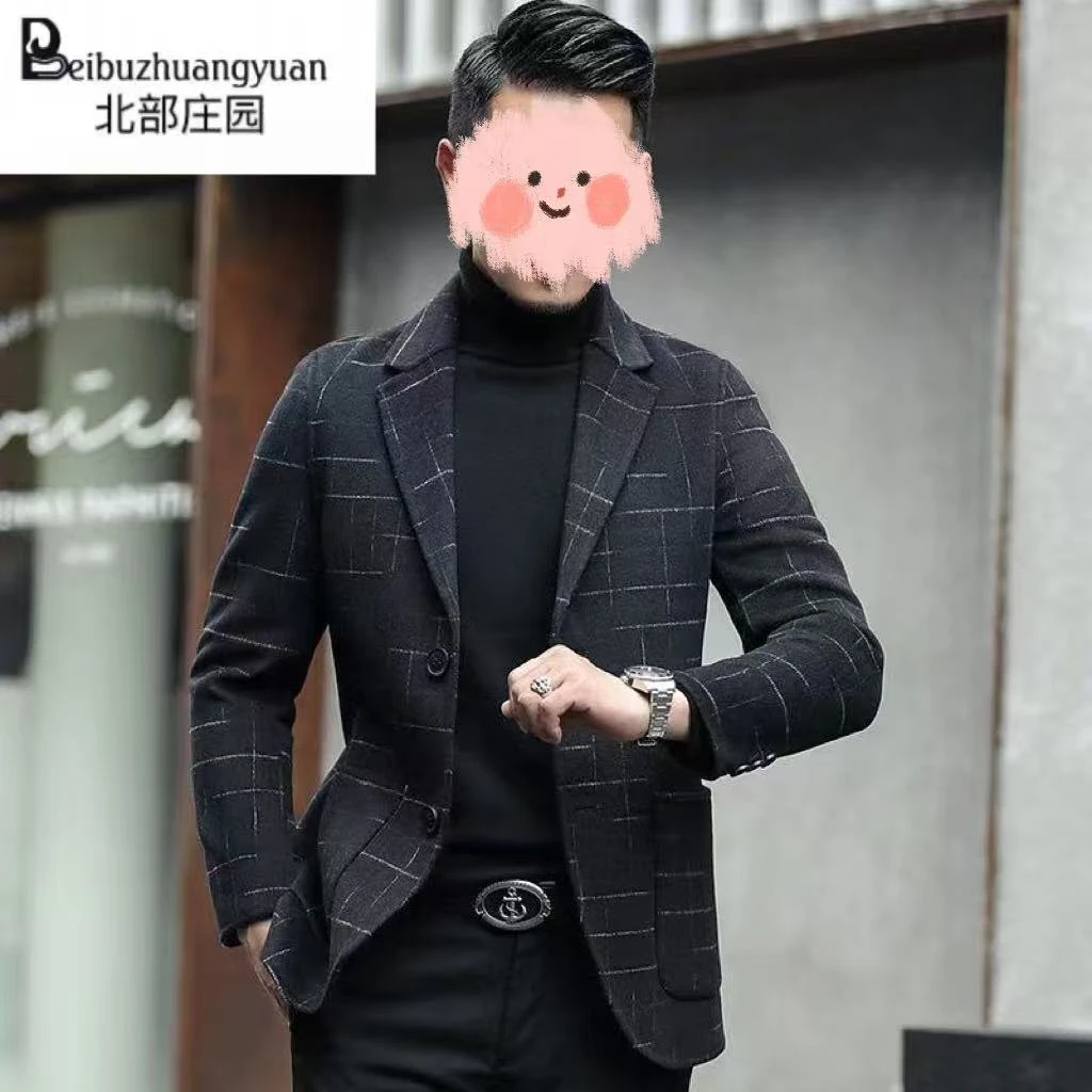 【北部庄园】男士商务休闲百搭简约平驳领手工双面呢西装外套/88996