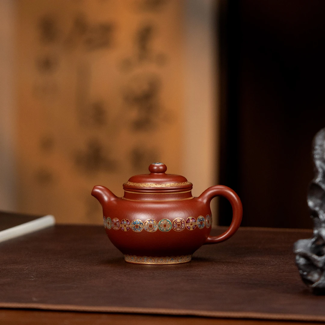 【利贞l黄金万两掇只】原矿朱泥约200cc全手工制宜兴紫砂壶QH