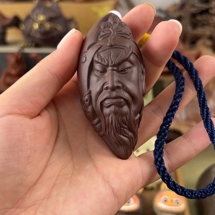 紫砂茶宠紫砂关公手把件