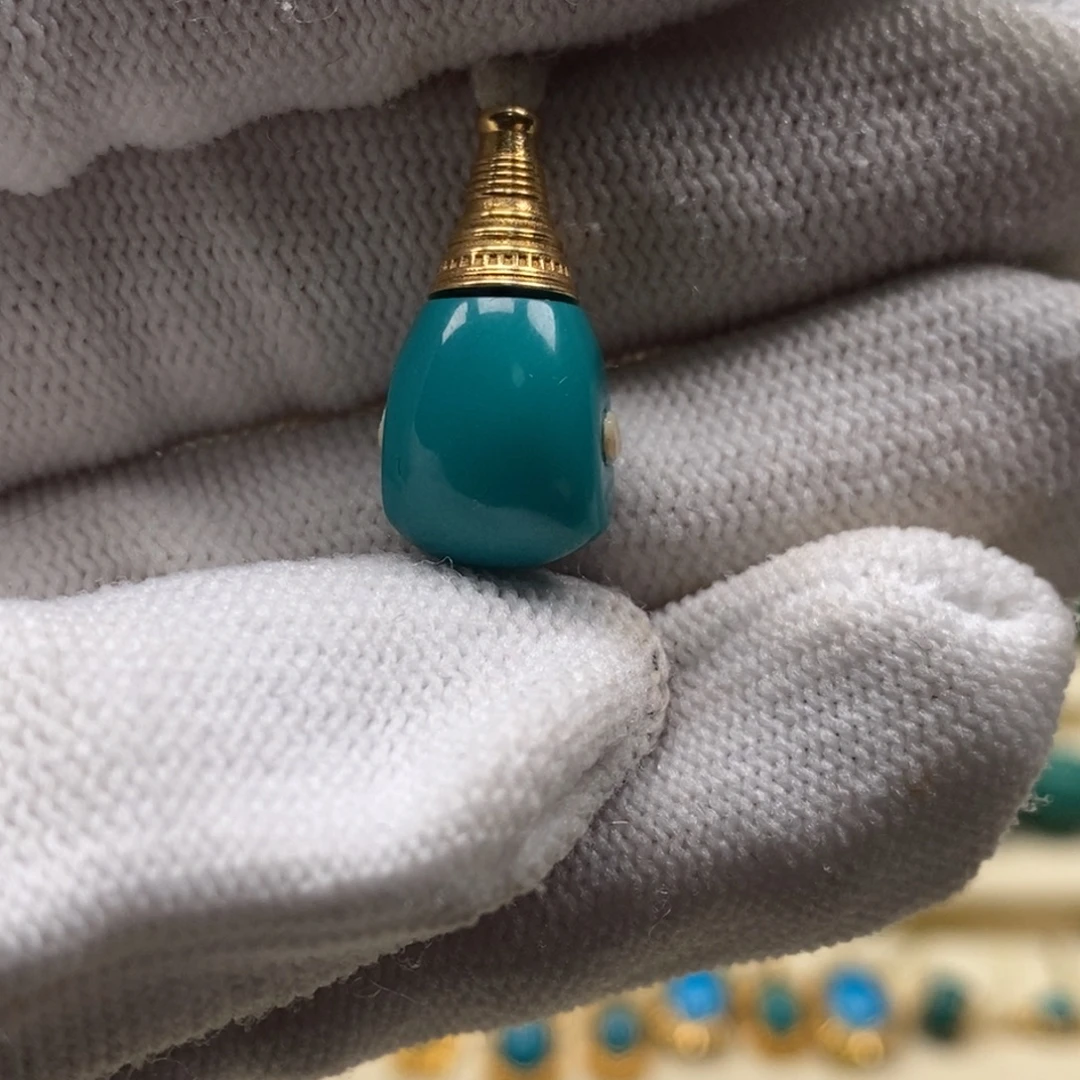 勿***王绿松石18K金镶嵌珠宝奇石A987