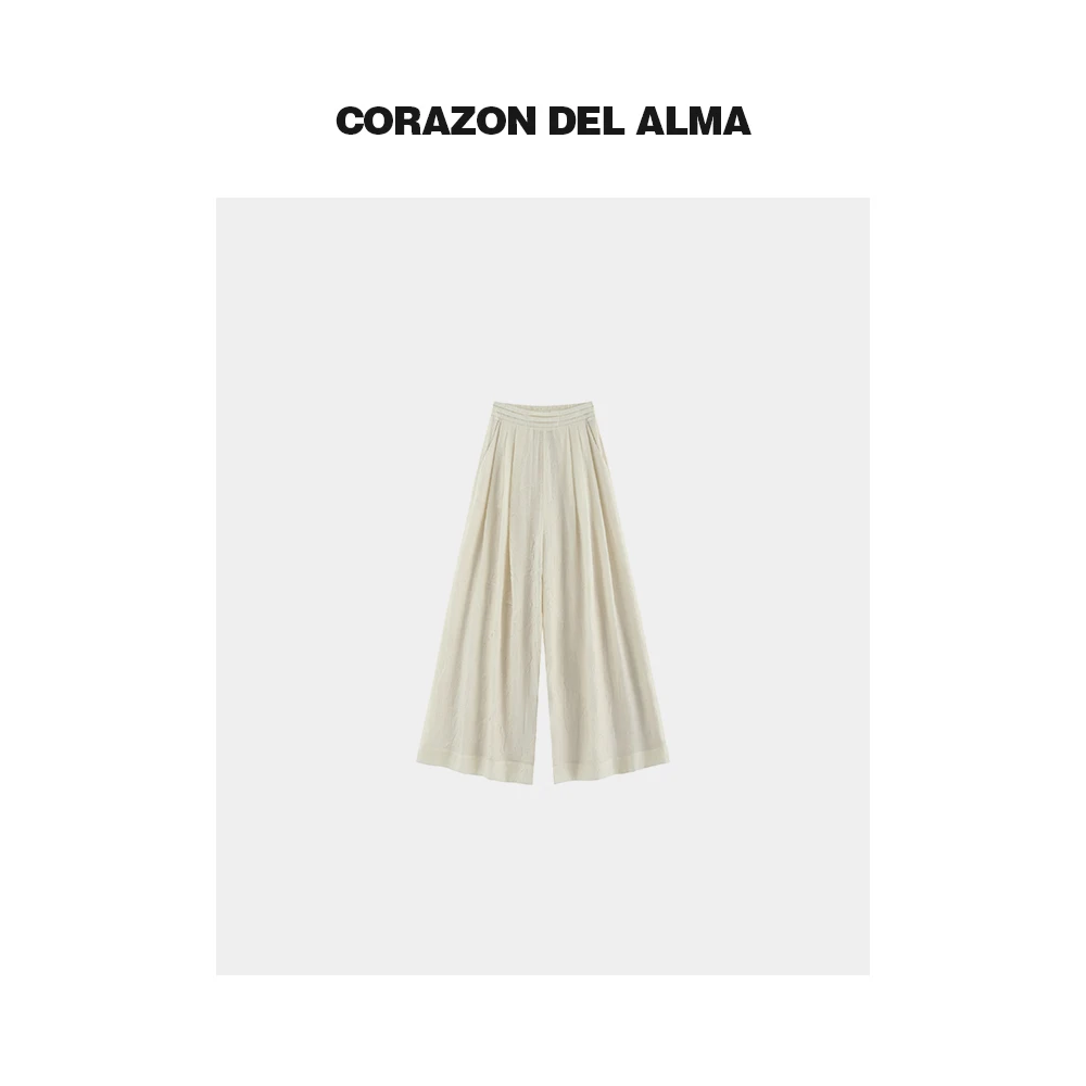 【茉雨】高级感纸皱干爽凉感腰部裥褶高腰垂坠显瘦甩裤裙裤-190NJ