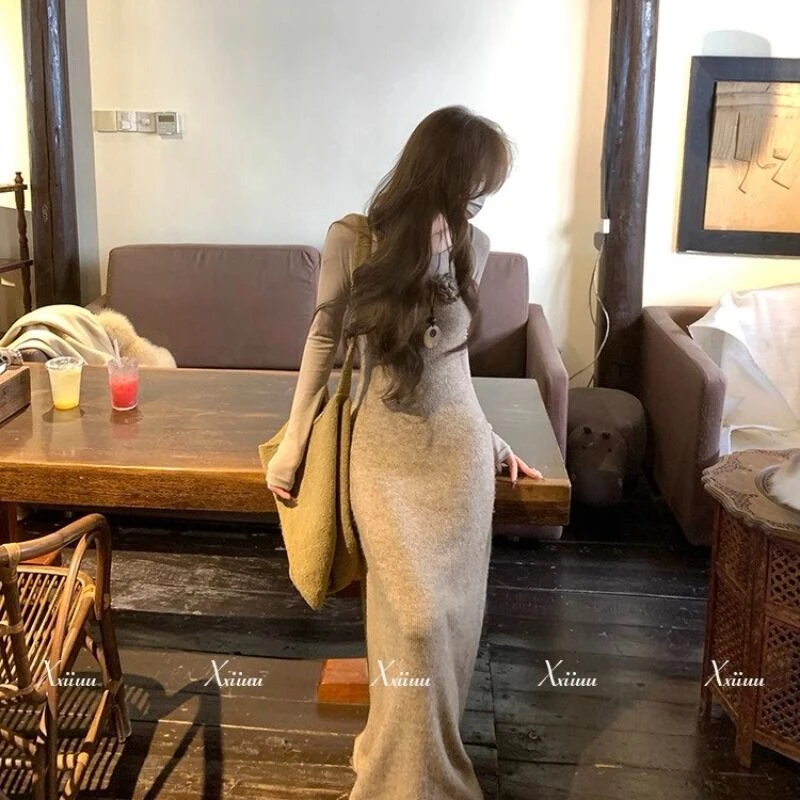 Xxiiuu上新柔软软糯 气质针织连衣裙女a字长裙子 8234娇