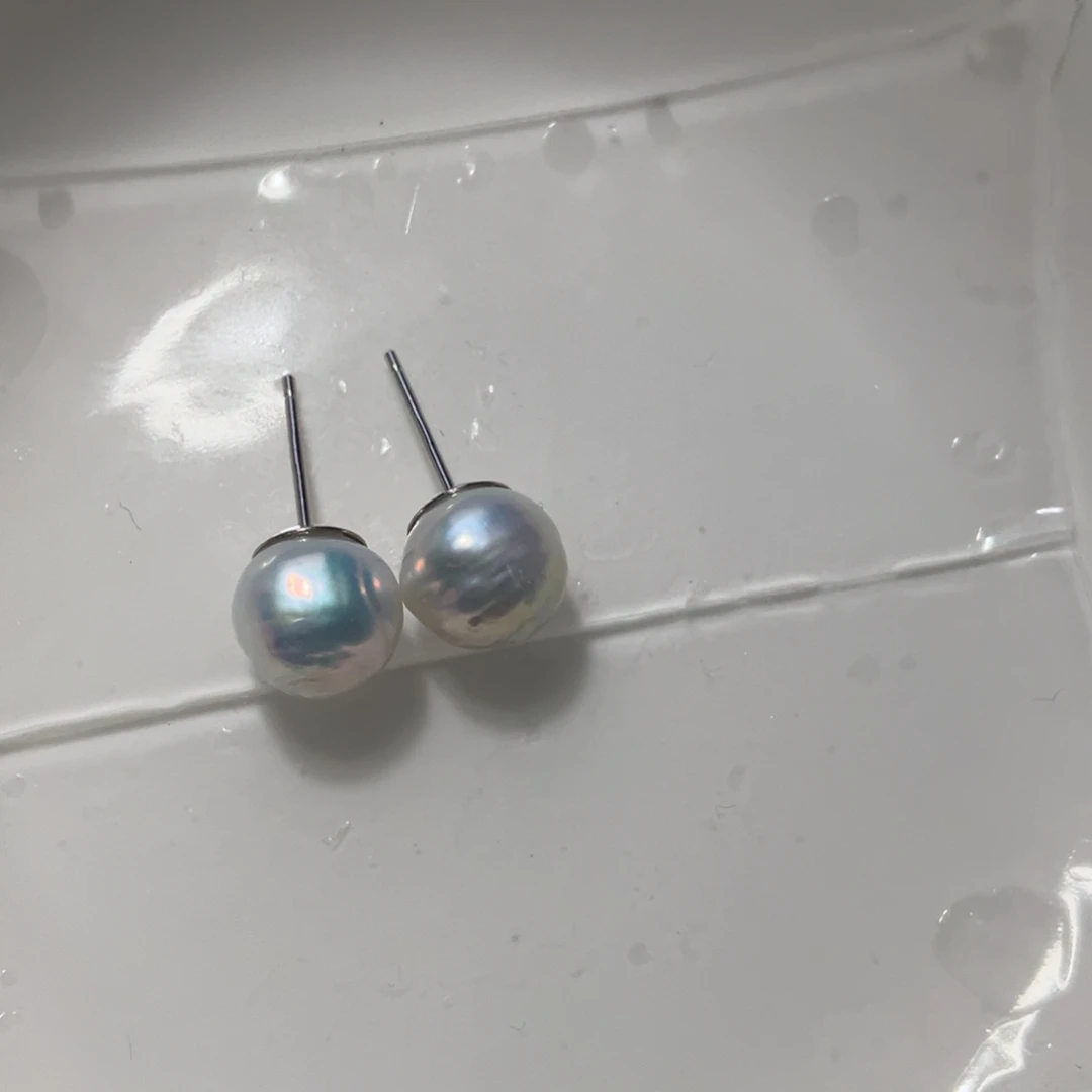 银S925镶嵌耳饰淡水珍珠