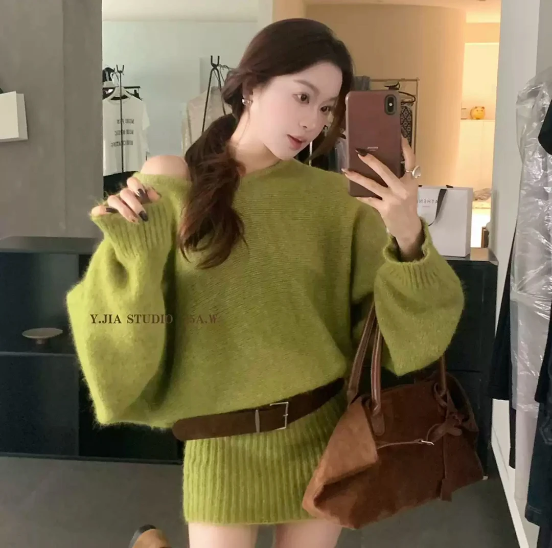 时髦精长袖连衣裙女装早秋氛围感穿搭宽松慵懒风纯欲辣妹包臀裙