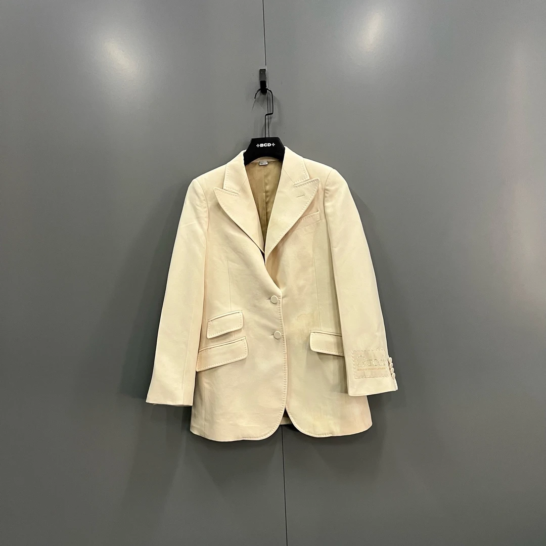 95新 GUCCI/古驰 zz51 米色贴标logo西服 40码/95新/206239