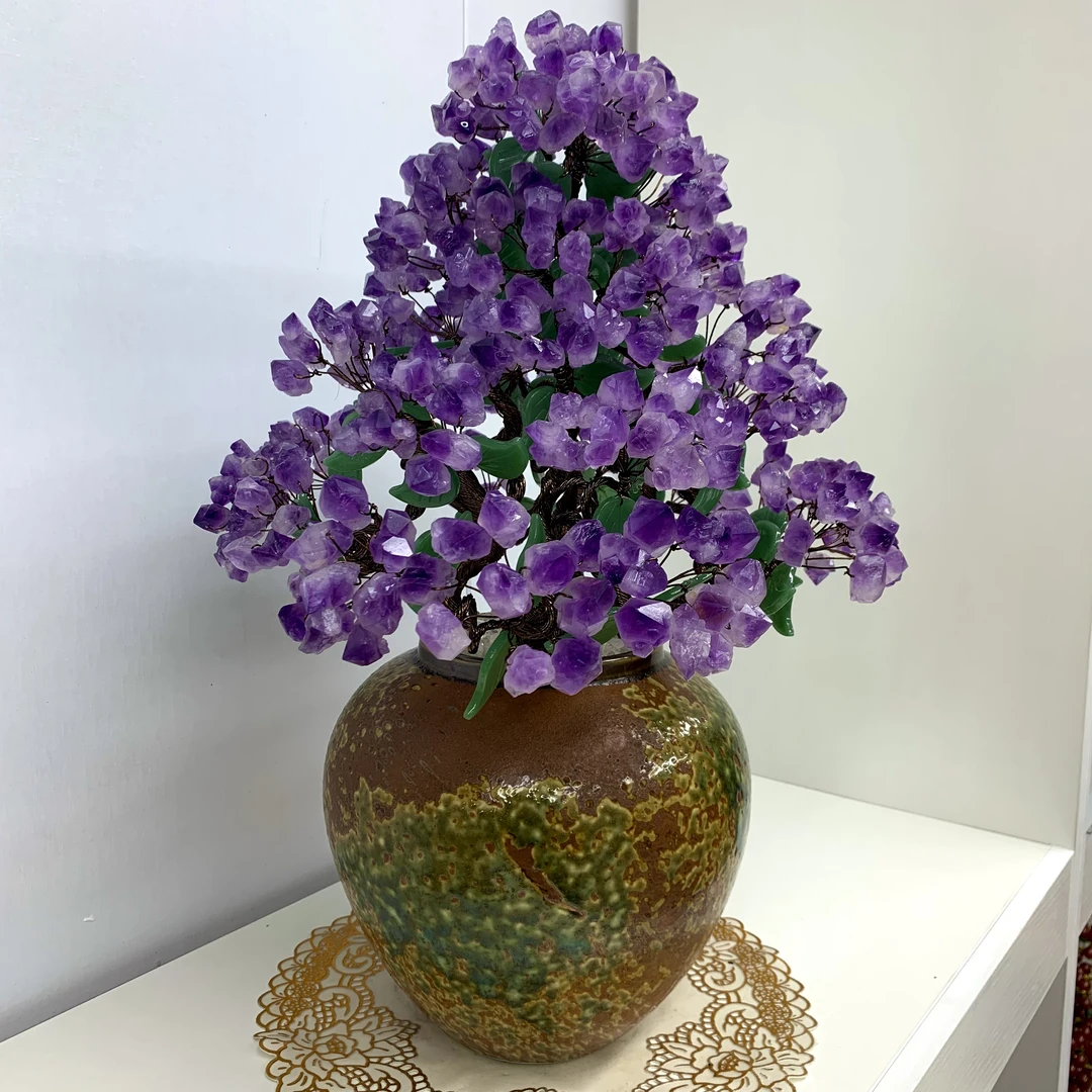 【晶之运】腰缠万贯紫水晶摆件客厅玄关办公室高档轻奢纯手工陶瓷