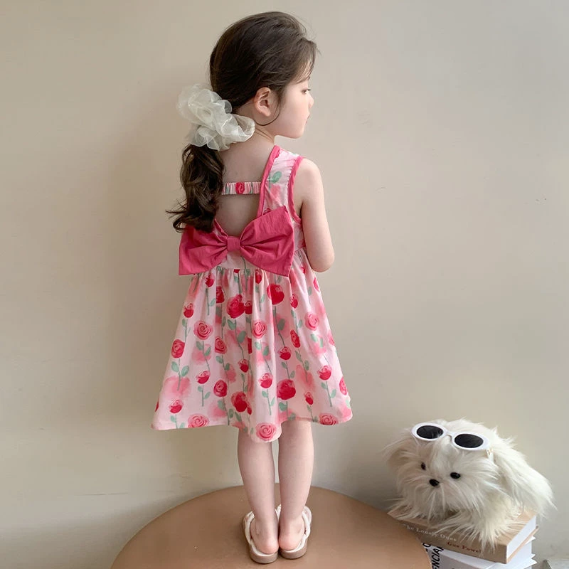 女童连衣裙夏季2025新款小童超好看儿童碎花背心裙女宝宝纯棉裙子