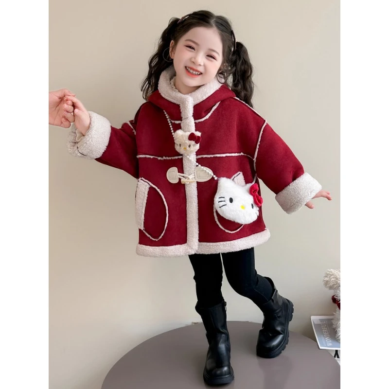 女童皮毛一体厚外套秋冬季2025新款洋气儿童女宝宝超好看加绒冬装