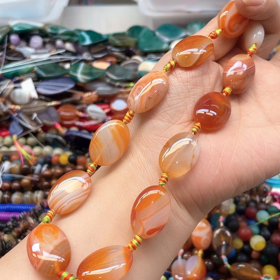 玛瑙/玉髓合金手串红缠丝玛瑙圆饼卡18