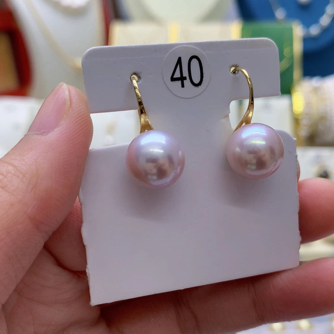 淡水珍珠18K金镶嵌耳饰