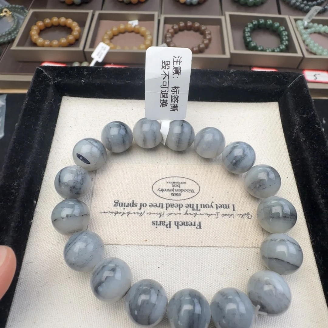 和田玉未镶嵌手链卡12青花一线天有包容不退不换，59